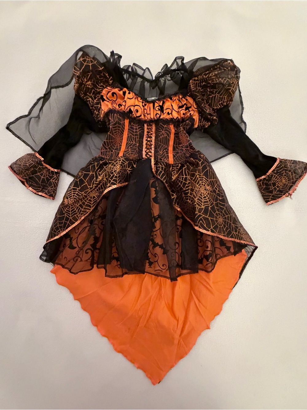 Girls Orange and Black Witch Dress